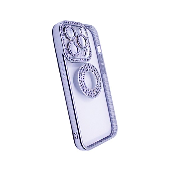 Soft Silicone Case with Diamond Design for Apple iPhone 14 Pro Silver